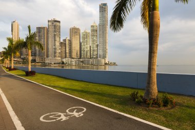 Panama City, Panama şehir merkezindeki finans bölgesine görünümünü