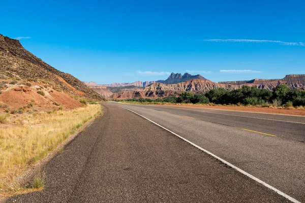 Route Panoramique Près Parc National Sion Dans État Utah Avec — Photo