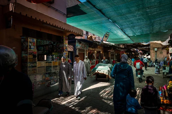 Marrakesh Marokkó 2016 Április Street Scene City Marrakesh People Shoping — Stock Fotó