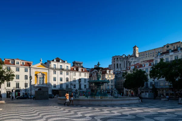 Lissabon Portugal Juli 2021 Zicht Het Rossioplein Praca Rossio Het — Stockfoto