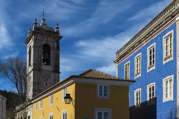 Detail Van Kleurrijke Gebouwen Het Historische Centrum Van Sintra Vlakbij — Stockfoto