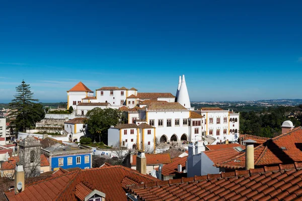 Sintra Portugalia Lutego 2016 Widok Pałac Narodowy Sintra Palacio Nacional — Zdjęcie stockowe