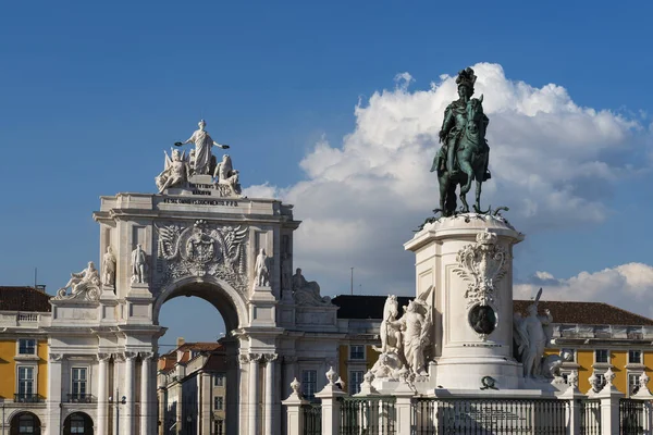 Detalle Estatua Del Rey José Plaza Del Comercio Praca Comercio — Foto de Stock