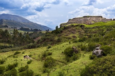 Pakapukara bölgesine yakın Cusco, Peru