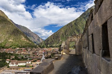 Ollantaytambo Inca kalıntıları, kutsal vadi, Peru