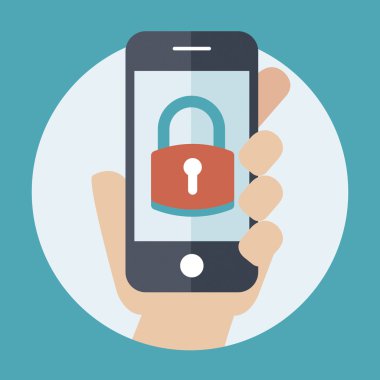 Düz stil ikonu ödeme güvenlik üzerinde modern. kilit ekranı. Güvenlik simgesi