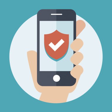 Düz stil ikonu ödeme güvenlik üzerinde modern. kilit ekranı. Güvenlik simgesi