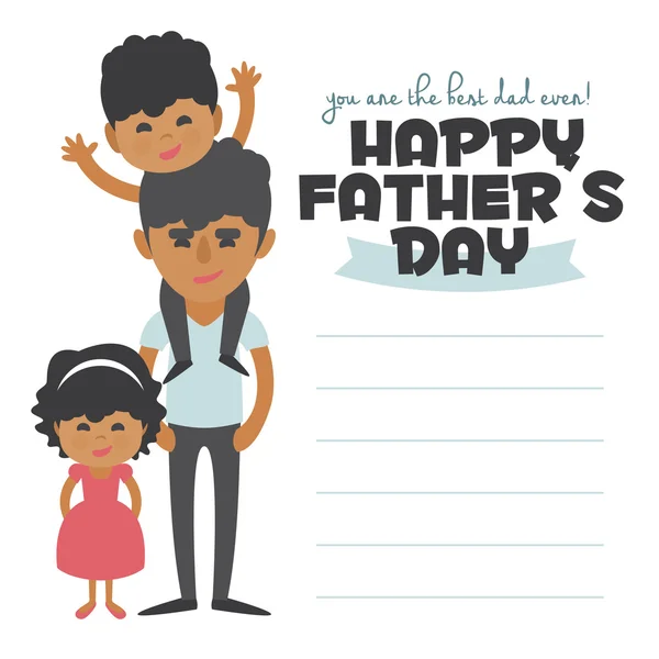 Happy Fathers kartu hari. Elemen Vektor Ditata. Ayah dengan anak-anak . - Stok Vektor