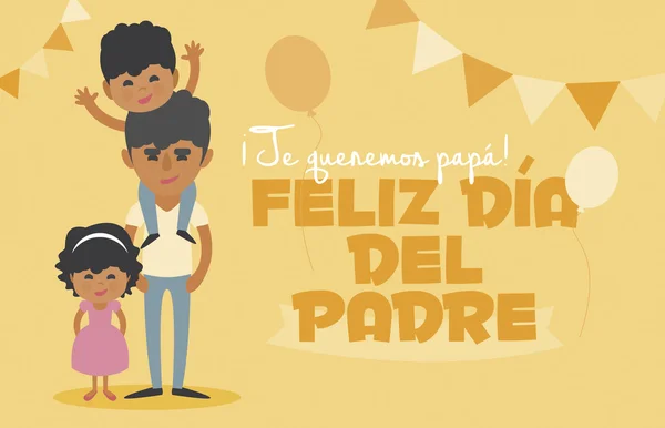 Happy Fathers day yellow card. Vector Element Set. We love you Dad! Happy Father's Day, written in Spanish