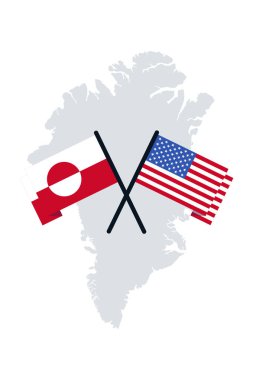 Grönland haritası. Grönland 'ın ilhak edilmesini ya da satın alınmasını protesto edin. Vektör illüstrasyonu