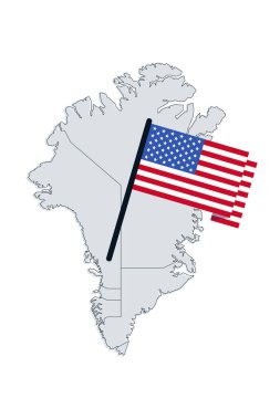 Grönland haritası. Grönland 'ın ilhak edilmesini ya da satın alınmasını protesto edin. Vektör illüstrasyonu