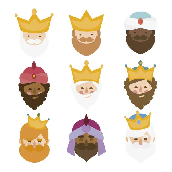 The three kings of orient isolated. 3 magi. icons vector set — Stock Vector