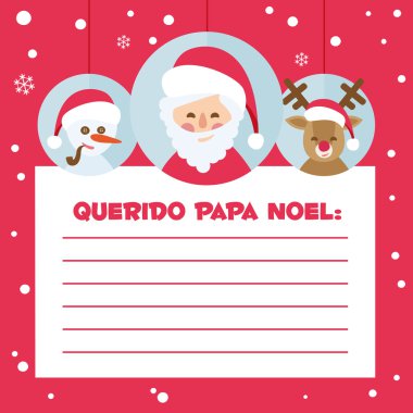Papa Noel. vectorized letter on a red background clipart