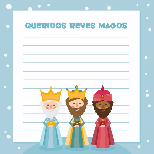 Los tres reyes de oriente. carta vectorizada sobre un fondo azul — Vector de stock