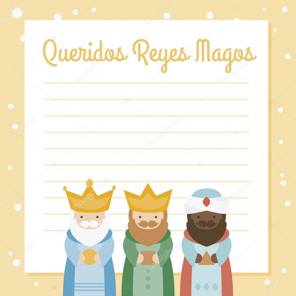 the three kings of orient. vectorized letter on a yellow background