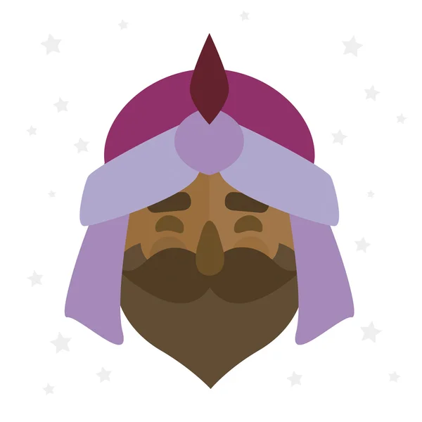 Rey Balthazar. Adorno de Navidad vector aislado. Magos . — Vector de stock