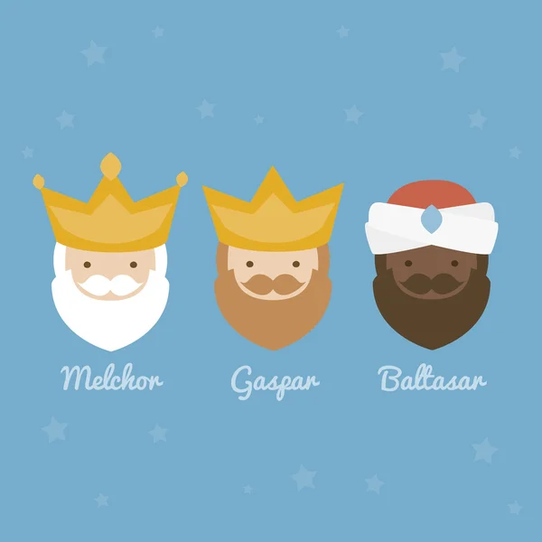 The three Kings of Orient, wise men, 3 magi icons vector set — Stock Vector