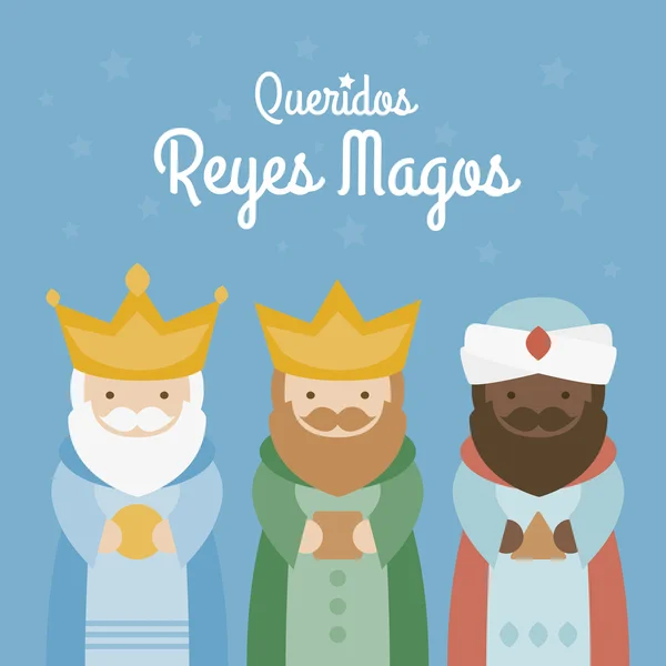 Los tres reyes de oriente sobre un fondo azul. 3 Magos — Vector de stock