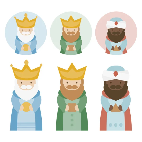 The three kings of orient on a white background. 3 Magi — Stock Vector