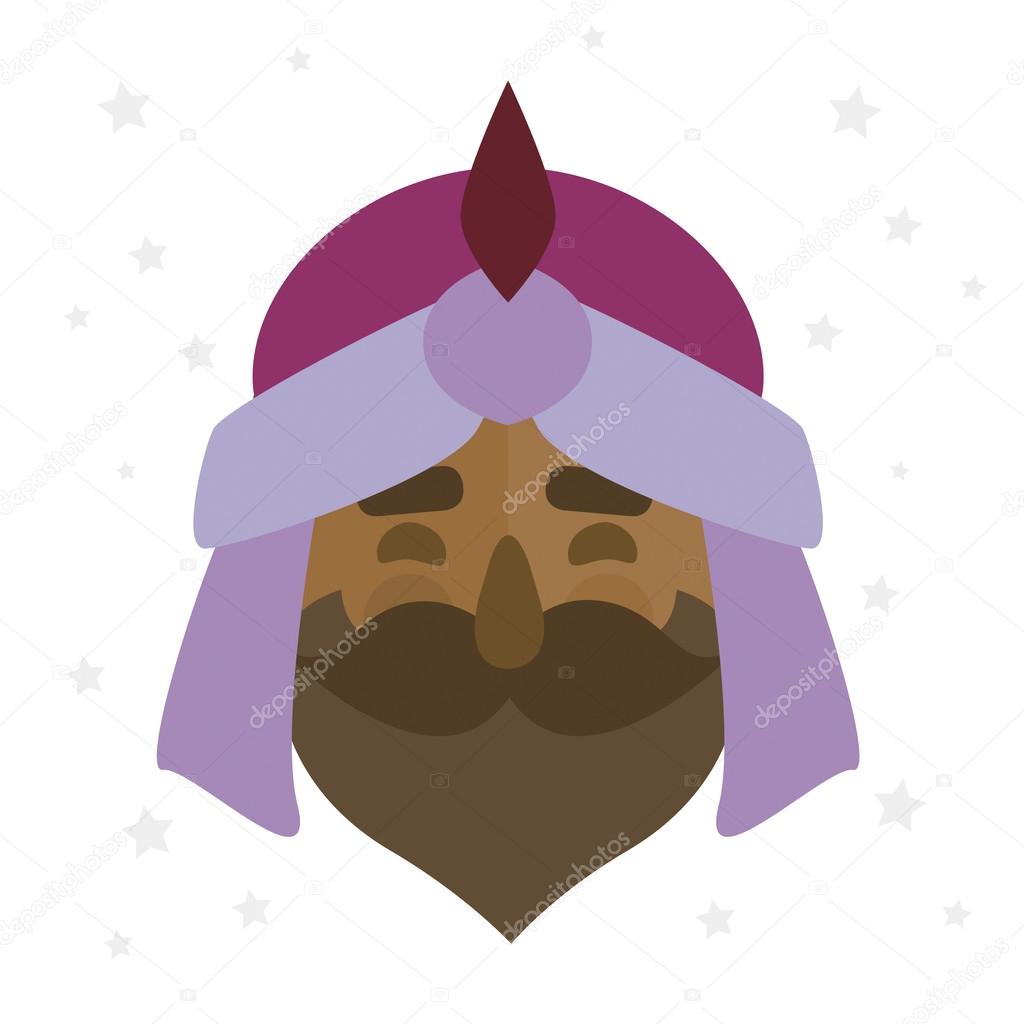 King Balthazar. Christmas ornament isolated vector. Magi.