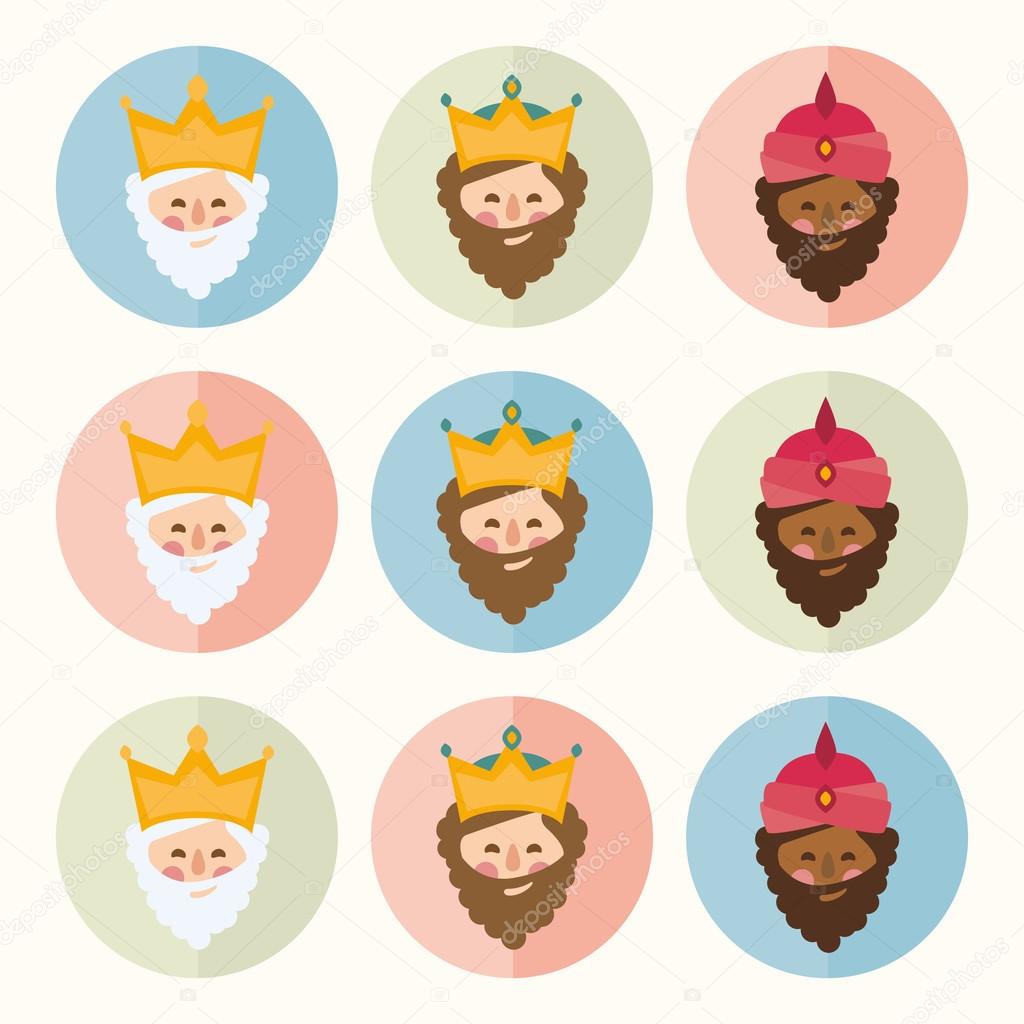 the three kings of orient. icons vector set