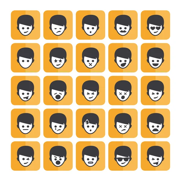 Conjunto de diferentes emoticons retangulares vetor, rostos brancos — Vetor de Stock