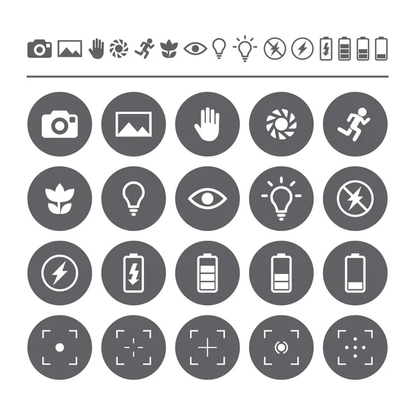 Icon set camera viewfinder display. Flat isolated icons — Stock Vector