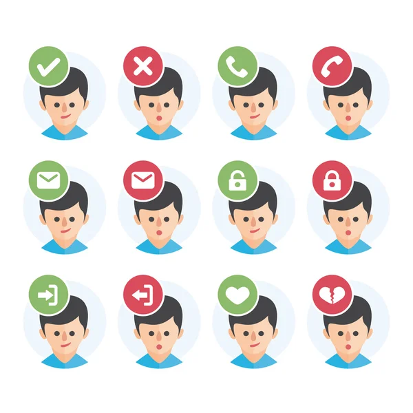 Erkek kullanıcı web avatarlar Icons set — Stok Vektör