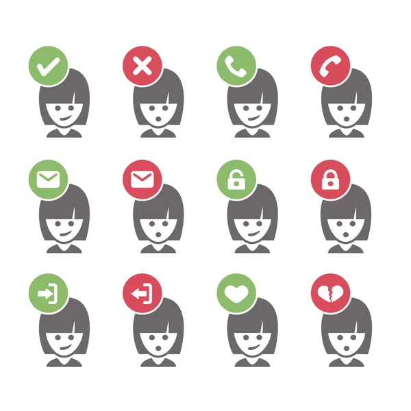 Női felhasználó webes avatar ikonok beállítása szürke — Stock Vector