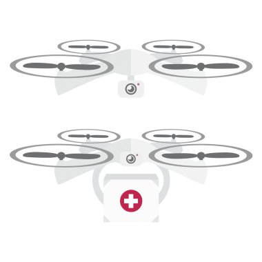 Remote drones, technology design. Vector art on isolated background