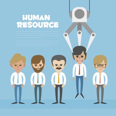Vector Recruitment concept, human resources concept - Recruitment claw conveyor personal