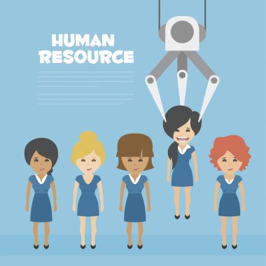Vector Recruitment concept, human resources concept - Recruitment claw conveyor personal