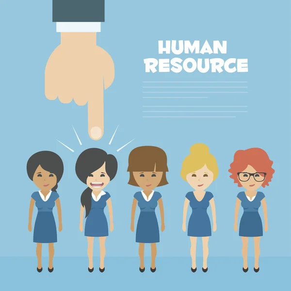 Vector Recruitment concept, human resources concept - hand holding man icon — Διανυσματικό Αρχείο