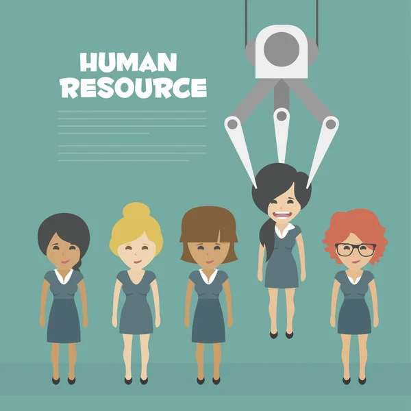 Vector Recruitment concept, human resources concept - Recruitment claw conveyor personal — 图库矢量图片