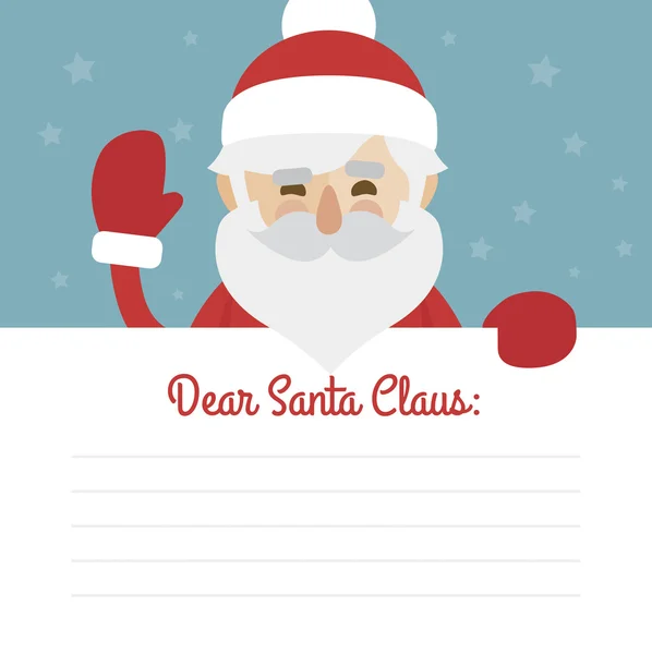 Письмо с рождественской иллюстрацией Санта-Клауса на синем фоне. dear santa closer — стоковый вектор