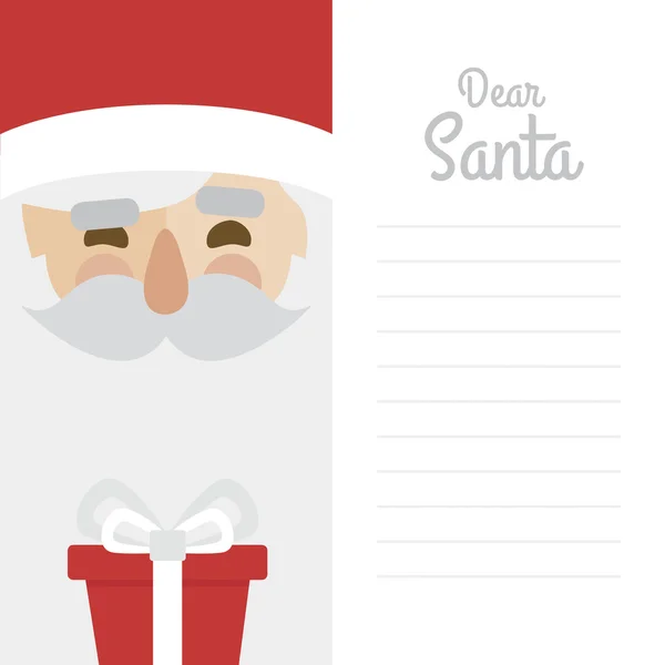 Carta feliz navidad ilustración de santa claus sobre fondo blanco. querido santa claus escrito en español — Vector de stock