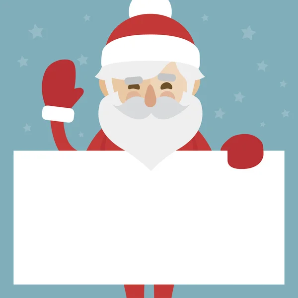 Vector christmas illustration of santa claus holding blank paper for your text — Stock Vector