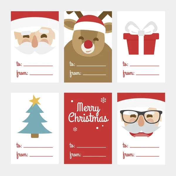 Collection of 6 Christmas card templates. Vector illustration. Template for Greeting Scrapbooking, Congratulations, Invitations. — Stock Vector
