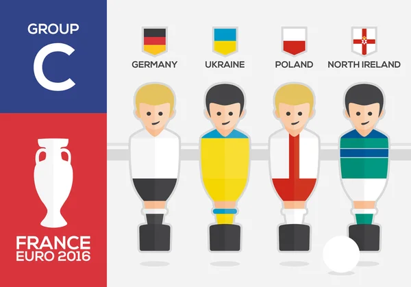 A játékosok a résztvevő csoport C Euro 2016 labdarúgó-bajnokság Franciaországban európai országok zászlói — Stock Vector
