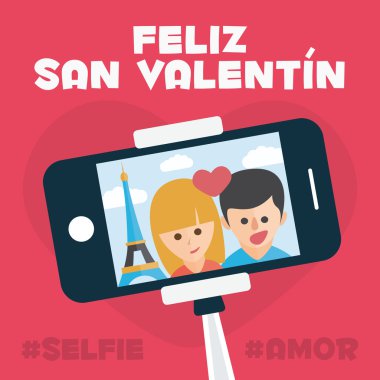 Sevgililer günün kutlu olsun. Paris 'te romantik selfie çubuğu. Romantik seyahat. Monopod Selfie Otoportre Aracı