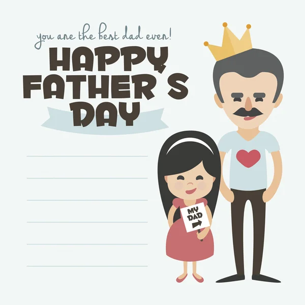 幸せな父の日のカード。ベクトルの要素を設定します。口ひげと娘とお父さん. — ストックベクタ