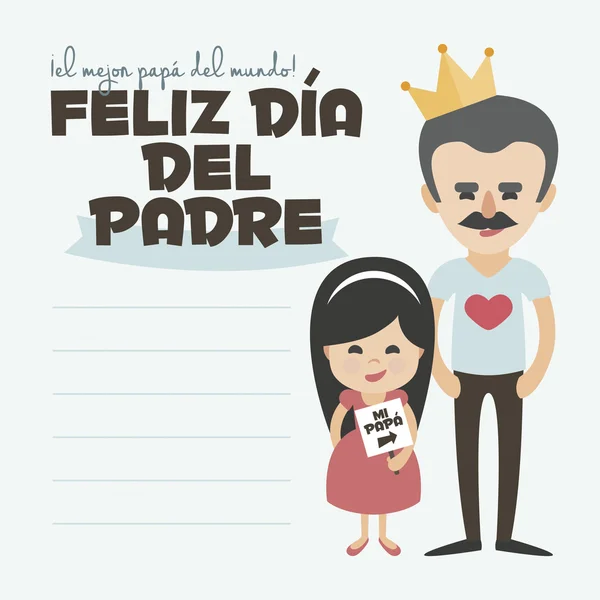 Tarjeta del día de los Padres felices. Conjunto de elementos vectoriales. Papá con bigote e hija . — Archivo Imágenes Vectoriales