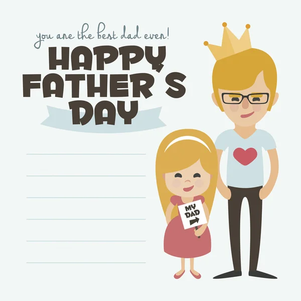 Bonne carte du jour des Pères. Ensemble d'éléments vectoriels. Papa blond avec des lunettes et fille . — Image vectorielle