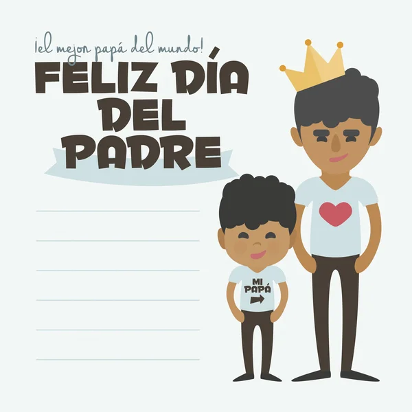 Tarjeta del día de los Padres felices. Conjunto de elementos vectoriales. Negro papá e hijo . — Archivo Imágenes Vectoriales