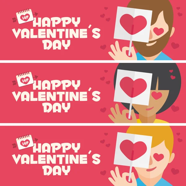 Happy Valentines day card. 3 banner for Valentines Day promotion. Men and women lovers