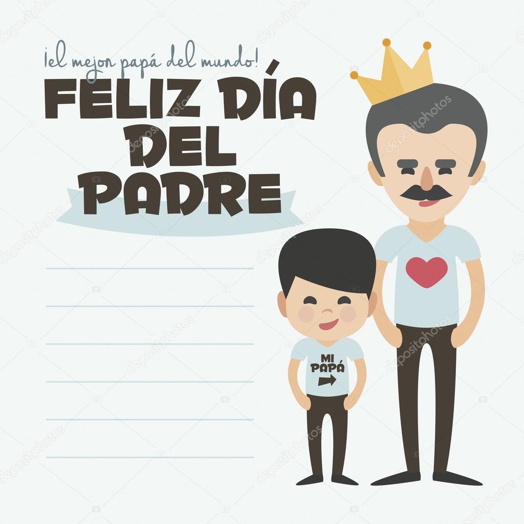 Happy Fathers day card. Vector Element Set. Dad with mustache and son.