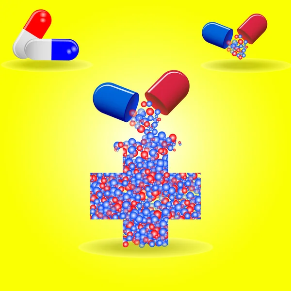 Geneesmiddelen in de vorm van capsules — Stockvector