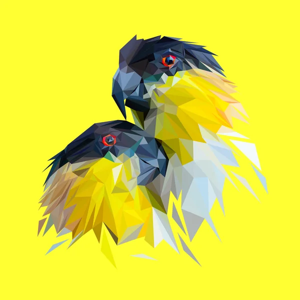 Parrots in love low poly design. — Stock Vector