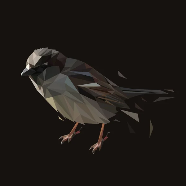 Moineau low poly design . — Image vectorielle