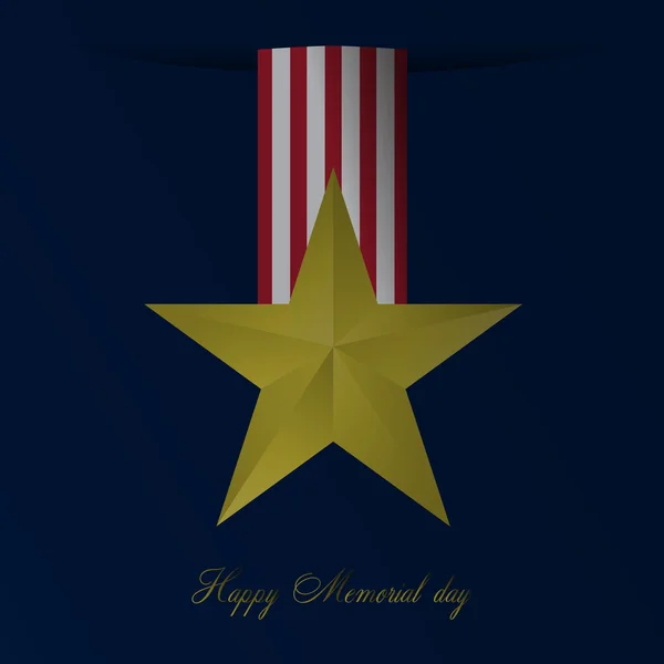 Happy Memorial Day with gold star medal — Stock Vector